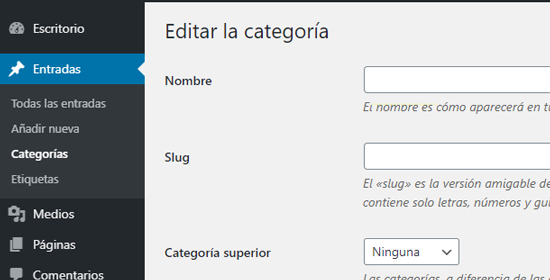 como crear categorias